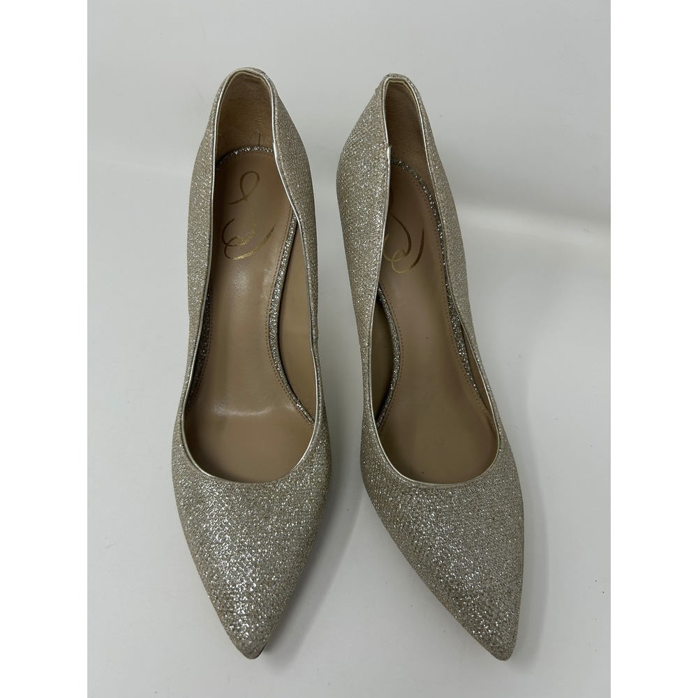 Sam Edelman Hazel Pointed Toe Pumps Gold Glitter Stiletto Heels Womens 9.5